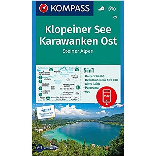 65. Klopeiner See turista térkép Karavánkák turista térkép, Karawanken East térkép Kompass 1:50 000, 1:25 000 