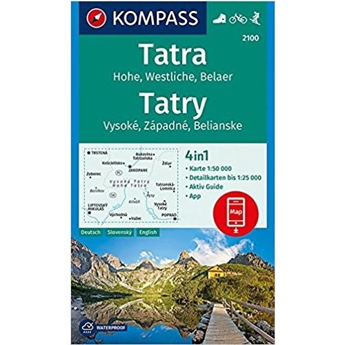 2100. Magas Tátra turista térkép, Hohe Tatra/Vysoké Tatry, D/SK turista térkép Kompass 