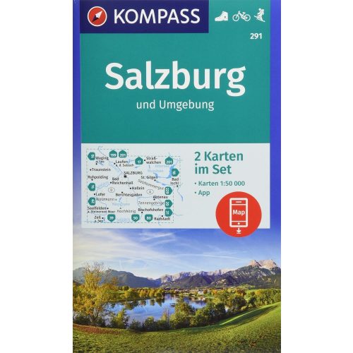 291. Salzburg, Rund um, 2teiliges Set mit Naturführer turista térkép Kompass 