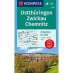   804. Ostthüringen, Zwickau, Chemnitz térkép 1:50 000 Kelet-Türingia turista térkép Kompass 