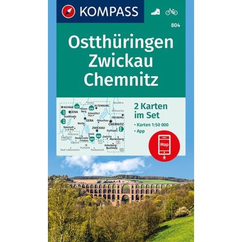 804. Ostthüringen, Zwickau, Chemnitz térkép 1:50 000 Kelet-Türingia turista térkép Kompass 