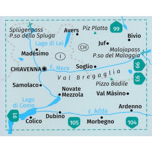 92. Valchiavenna turista térkép - Val Bregaglia térkép Kompass