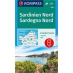   2497. Észak Szardínia térkép, Sardinien Nord, 4teiliges Set turista térkép Kompass  1:50 000