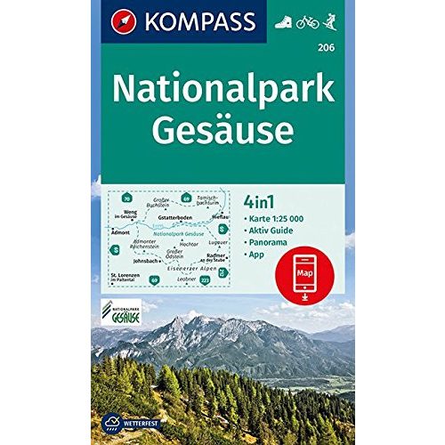 206. Nationalpark Gesäuse térkép, 1:25 000 Nationalpark Gesäuse turista térkép Kompass 