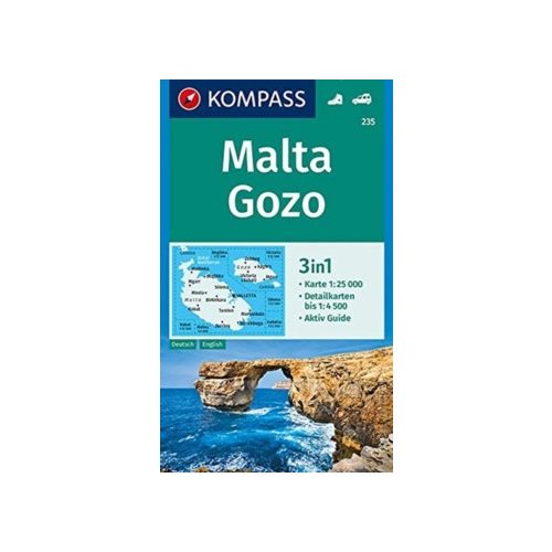 235. Málta-Gozo térkép Kompass 1:25 000 Málta turistatérkép, Málta térkép 2019