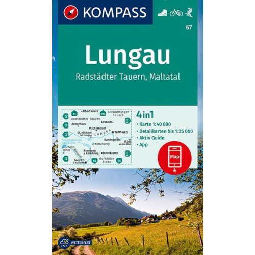 67. Lungau Radstadter Tauern turista térkép Kompass 1:40 000, 4 az 1-ben, 2020