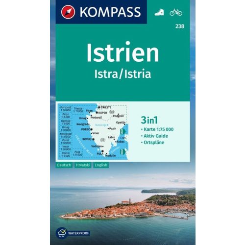 238. Isztria turista térkép Kompass 1:75 000  3 részes térképszett