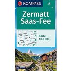 117. Zermatt Saas Fee turista térkép Kompass 1:40 000 