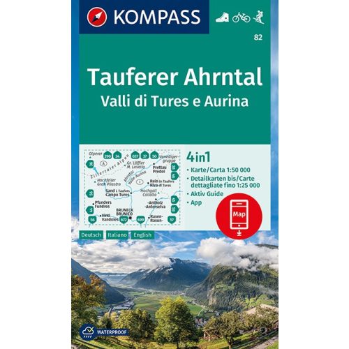 82. Taufers, Ahrntal, Tures, Valle Aurina turista térkép Kompass 1:50 000 