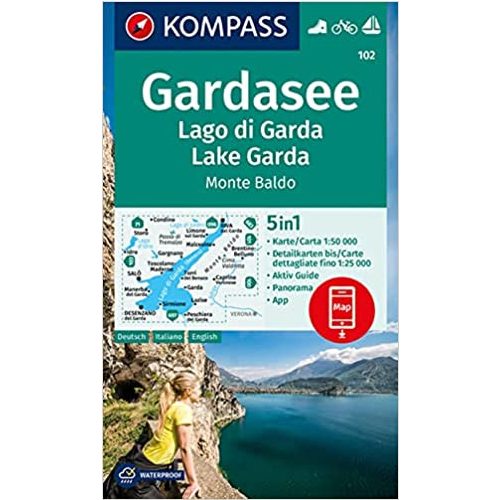 102. Garda tó turista térkép , Gardasee térkép/Lago di Garda, Monte Baldo térkép Kompass Lake Garda