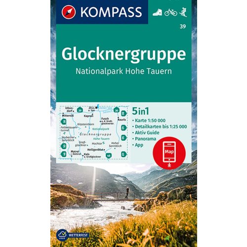 39. Glocknergruppe turista térkép Kompass 1:50 000  Nationalpark Hohe Tauern Nemzeti Park térképszett 5 db-os 