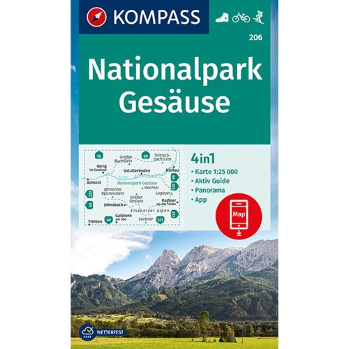 206. Nationalpark Gesäuse térkép, 1:25 000 Gesäuse Nemzeti Park turista térkép Kompass 