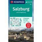   291. Salzburg és környéke turistatérkép, Salzburg Rund um, 2 részes szett Salzburg turista térkép Kompass 