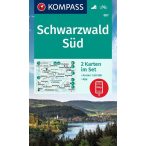   887. Schwarzwald Süd, Fekete-erdő dél turista térkép Kompass 2-részes túratérkép