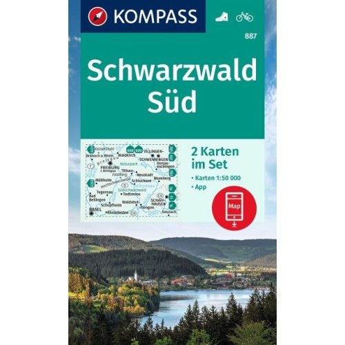887. Schwarzwald Süd, Fekete-erdő dél turista térkép Kompass 2-részes túratérkép