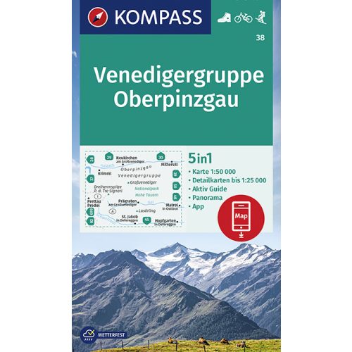 38.  Venedigergruppe  turistatérkép, Oberpinzgau túratérkép, 5 részes 1:50.000
