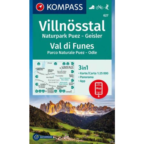 627. Villnösstal/Val di Funes turista térkép Kompass 1:25 000 