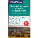   897. Wiesental turista térkép, Kandertal, Südliches Markgräflerland, 1:25 000 turista térkép Kompass 