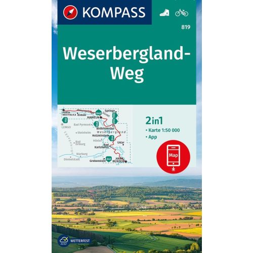 819. WeserberglandWeg turista térkép Kompass 