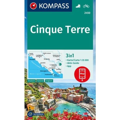 2450. Cinque Terre turista térkép Kompass 1:35 000, 3 részes térképszett