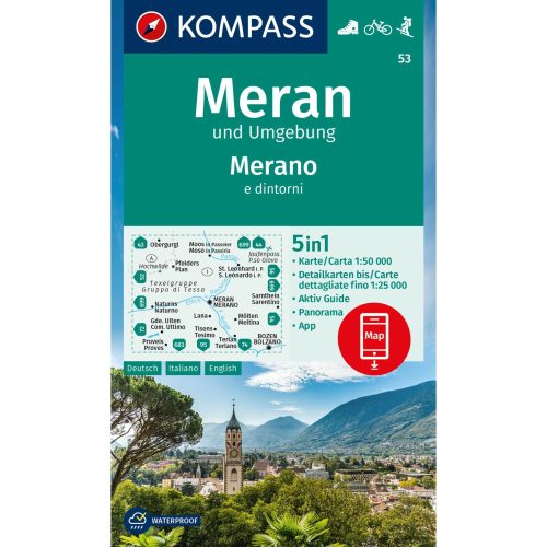 53. Merano turistatérkép Meran und Umgebung/Merano e dintorni, D/I turista térkép Kompass 