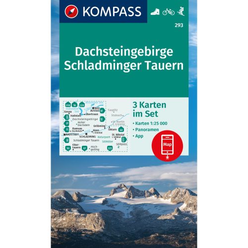 293. Dachstein turista térkép Dachsteingruppe, Schladminger Tauern turistatérkép Kompass 1:50 000 