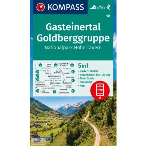40. Gasteinertal turista térkép Goldberggruppe Hohe Tauern turista térkép Kompass 1:50 000 