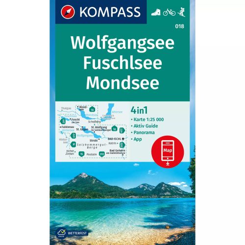 018. Wolfgangsee turista térkép Fuschlsee - Mondsee turistatérkép Kompass 1:25 000 (2023)