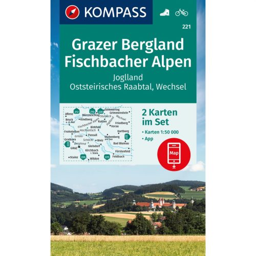 221. Grazer Bergland turista térkép Grazi hegyvidék - Fischbacher Alpok turistatérkép Kompass 1:50 000  2023.