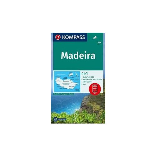 234. Madeira turista térkép Kompass 1:50 000 Madeira térkép (2024)