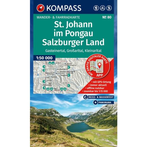 80. St. Johann im Pongau, Salzburger Land turista térkép Kompass 2025.