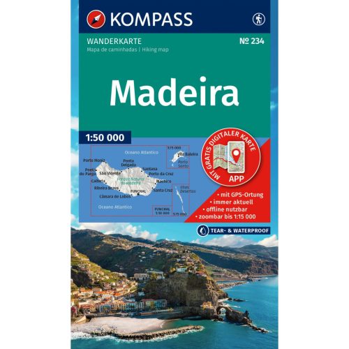 234. Madeira turista térkép Kompass vízálló 1:50 000 Madeira térkép (2025)