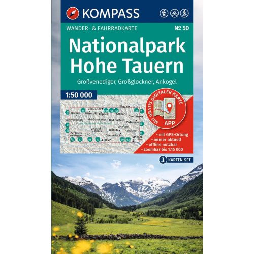 50. Hohe Tauern turista térkép Kompass, Nationalpark Hohe Tauern térkép szett 1:50 000  2026.