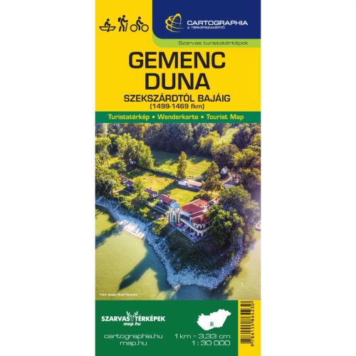 Gemenc Duna turistatérkép (Szekszárd-Baja) Gemenc kerékpáros- és vízisport térkép - Cartographia Duna vízitérkép 1:30e 2026.