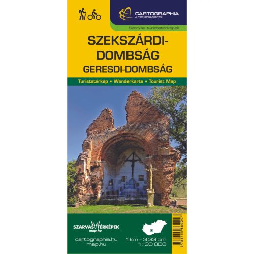 Szekszárdi-dombság turistatérkép, Geresdi-dombság, Gemenc turistatérkép Cartographia 1:30 000 Gemenc túratérkép 2026.