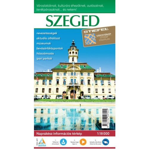 Szeged térkép, Szeged várostérkép, turisztikai térkép hajtogatott 100 x 70 cm Stiefel  1:18e