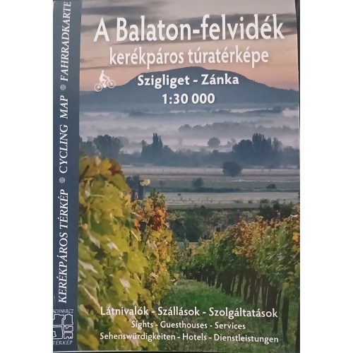 A Balaton-felvidék kerékpáros túratérképe Schwarcz kiadó 1:30e  2025. 2 részes szett: Balatonakali - Balatonalmádi, Szigliget - Zánka