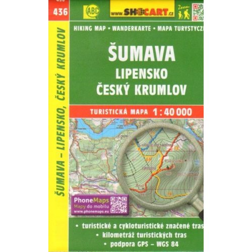 SC 436. Šumava - Lipensko - Český Krumlov turistatérkép, Sumava turista térkép Shocart 40 000 