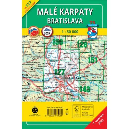 127. Kis Kárpátok térkép, Kis-Kárpátok turistatérkép - Pozsony környéke, Malé Karpaty - Bratislava VKÚ 1:50 000 