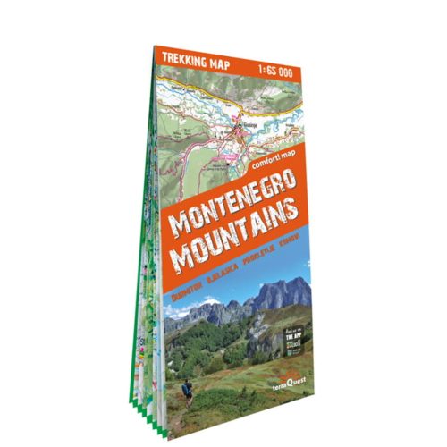 Montenegro turistatérkép, Montenegrói hegyek - Durmitor, Bjelasica, Prokletije, Komovi trekking térkép 2024.