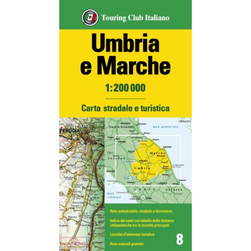 Umbria autós térkép Umbria térkép TCI 1:200 000 