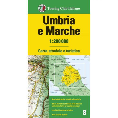 Umbria autós térkép Umbria térkép TCI Umbria és Marche régiótérkép 1:200 000 