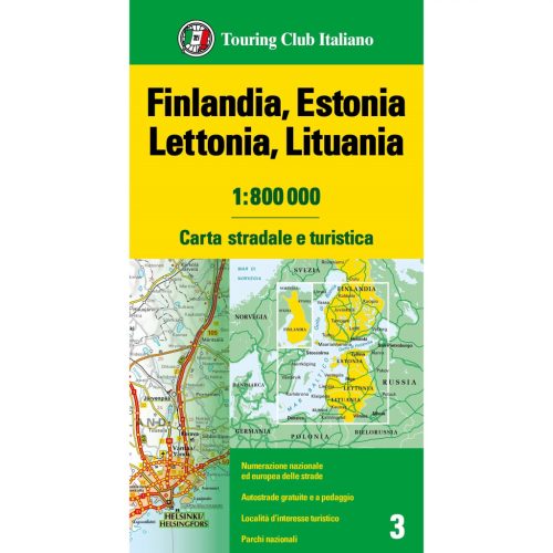 Finnország térkép, Észtország, Lettország, Litvánia autós térkép 1:800e TCI 2025.