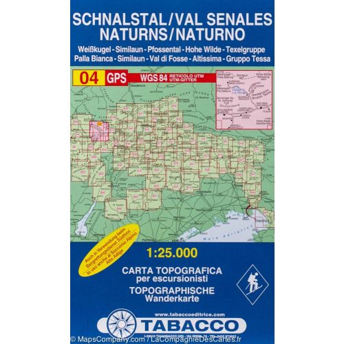 04. Val Senales - Altissima, Schnalstal - Hohe Wilde turista térkép Tabacco 1: 25 000 