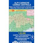   09. Alpi Carniche - Coglians - Sernio, Karnische Alpen turista térkép Tabacco 1: 25 000 