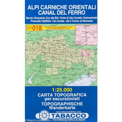 018. Alpi Carniche Orientali - Canal del Ferro turista térkép Tabacco 1: 25 000 