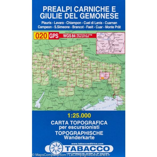 020. Prealpi Carniche e Giulie del Gemonese turista térkép Tabacco 1: 25 000 