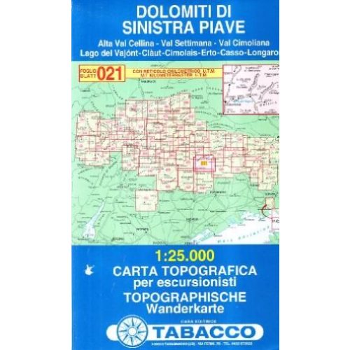 021. Dolomiti di Sinistra Piave turista térkép Tabacco 1: 25 000 
