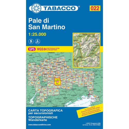 022. Pale di San Martino turista térkép Tabacco 1: 25 000  TAB 2522