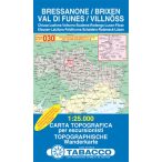   030. Bressanone, Brixen - Val di Funes, Villnösstal turista térkép Tabacco 1: 25 000 